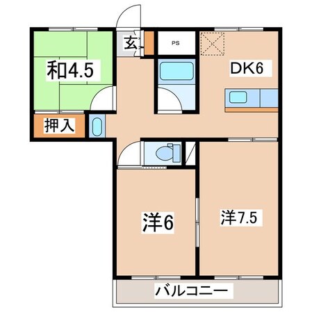 郡山駅 バス15分  桜小学校下車：停歩3分 2階の物件間取画像